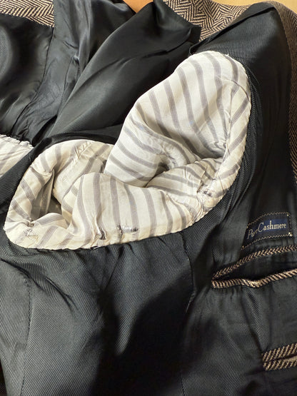 Giacca in puro cashmere marrone spigato - tg. 50