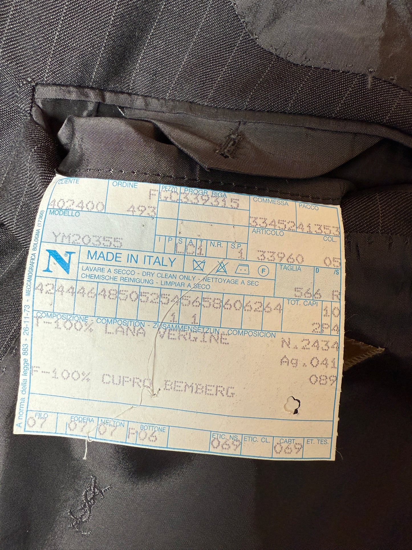 Completo Yves Saint Laurent anni ‘90 grigio gessato - tg. 54/56