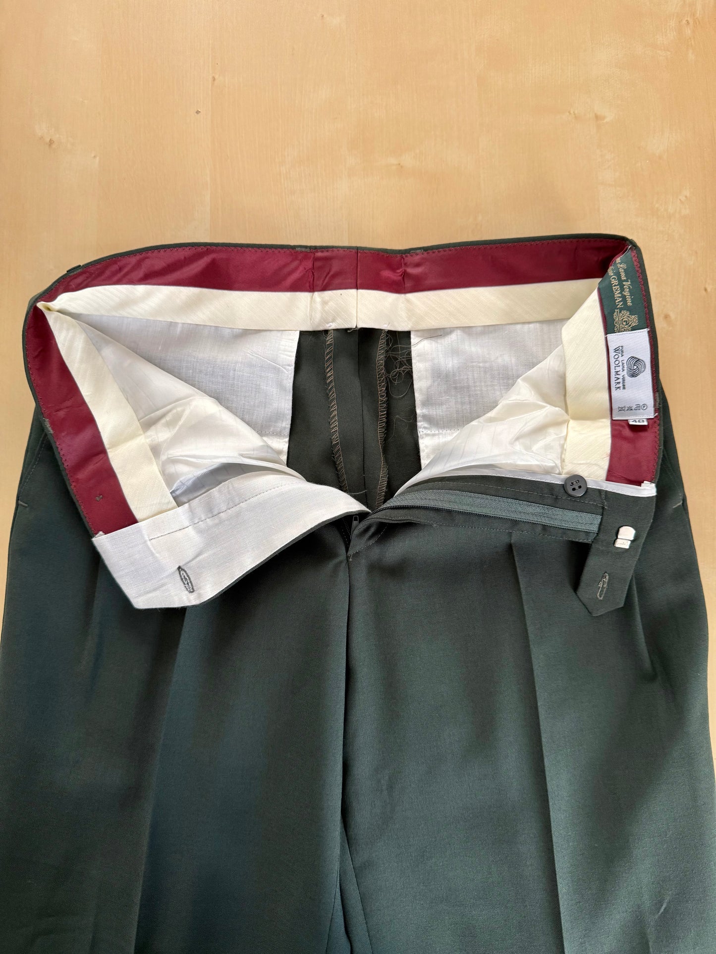 Pantaloni fresco lana verde pino anni '80 (NOS) - tg. 46/48