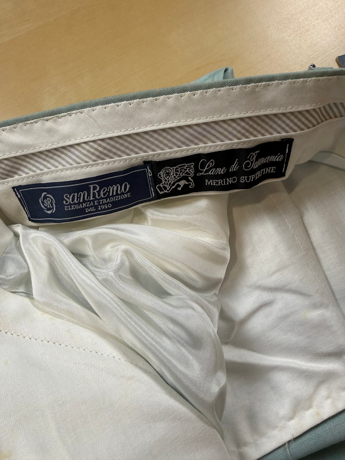 Pantaloni fresco lana turchese anni ‘80 (NOS) - tg. 50/52