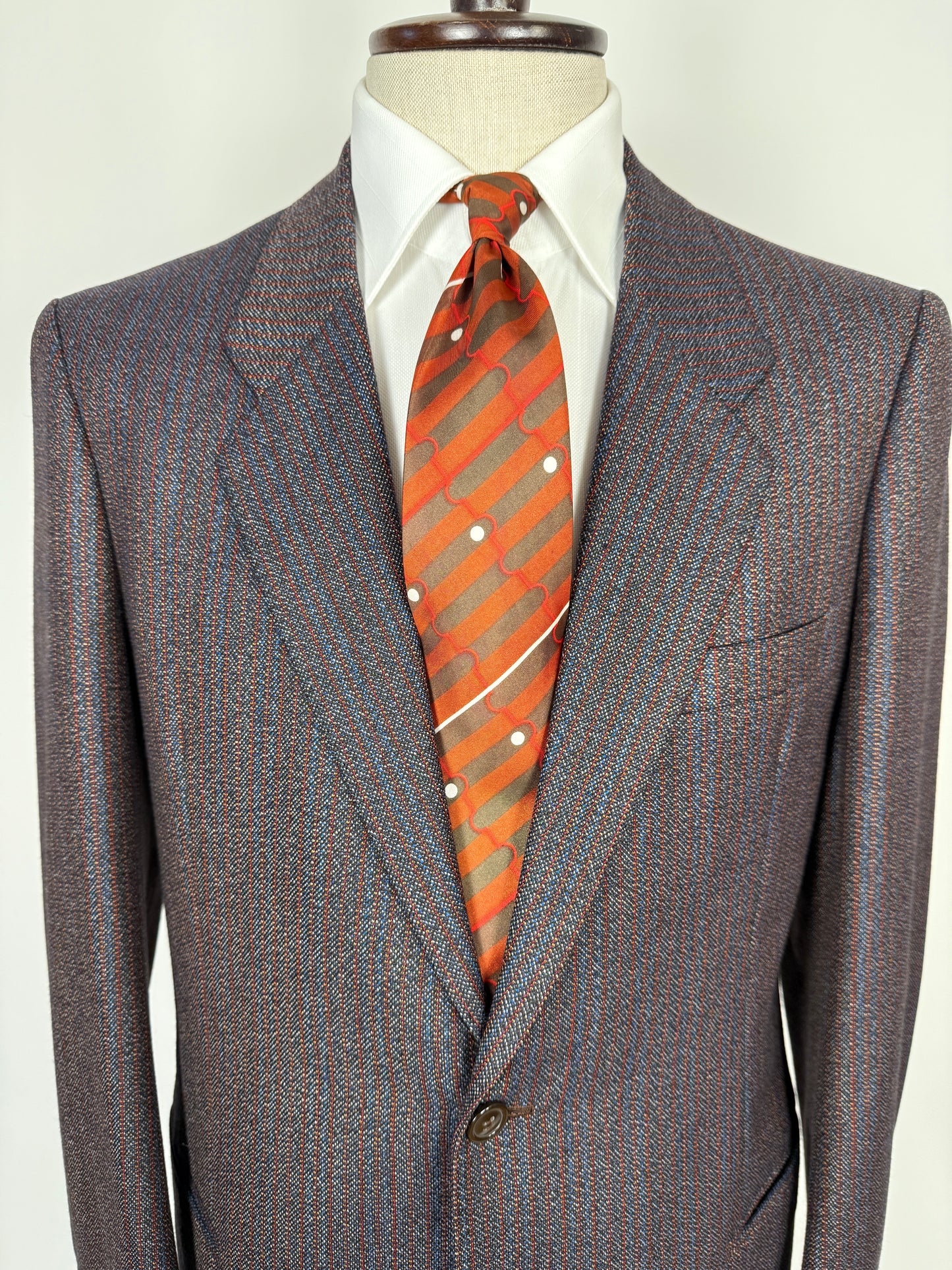 Completo sartoriale anni ‘70 rosso e blu sale-pepe - tg. 50