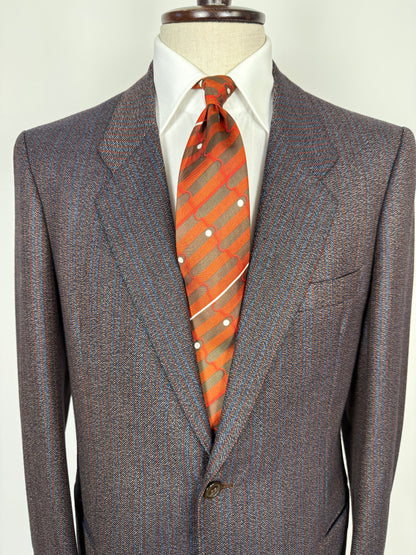 Completo sartoriale anni ‘70 rosso e blu sale-pepe - tg. 50