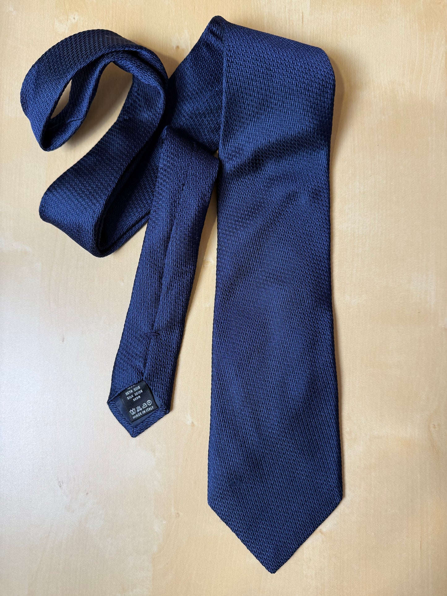 Cravatta Valentino grenadine blu tinta unita