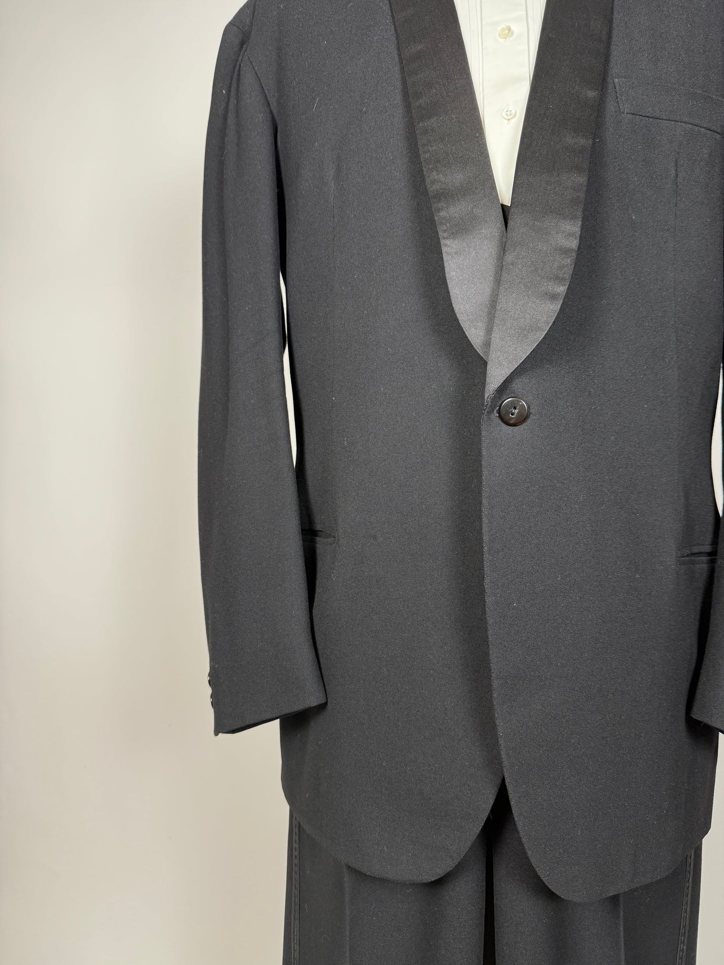 Smoking anni ‘50/‘60 monopetto revers a scialle - tg. 56/58 lunga