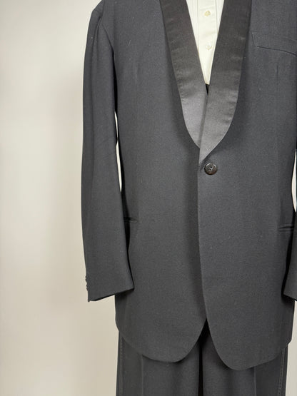 Smoking anni ‘50/‘60 monopetto revers a scialle - tg. 56/58 lunga