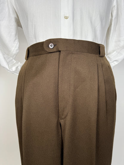 Pantaloni anni ‘80 flanella marrone scuro - tg. 52/54