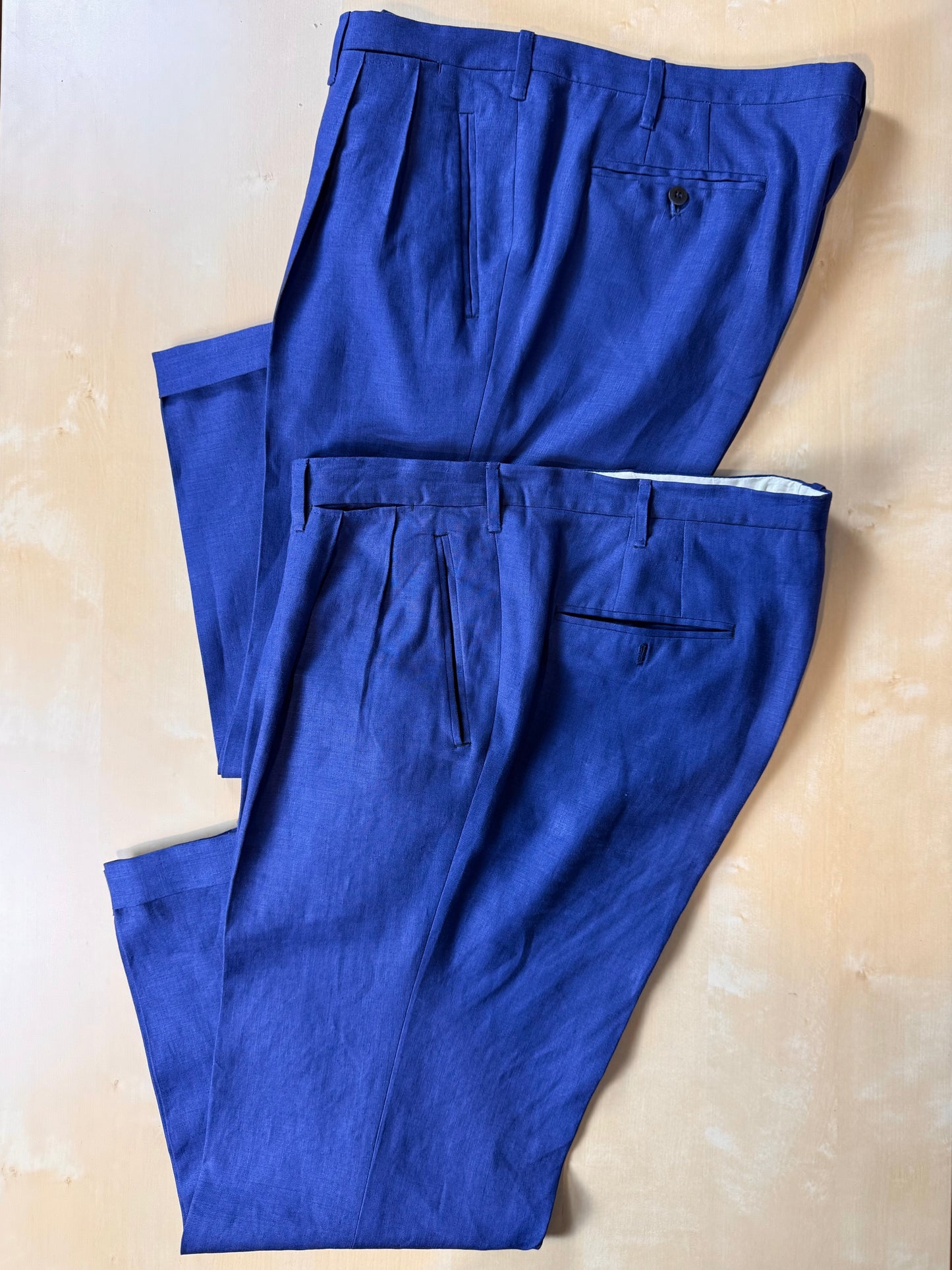 Completo sartoriale F. Di Marco lino irlandese blu (doppio pantalone) - tg. 52 corta