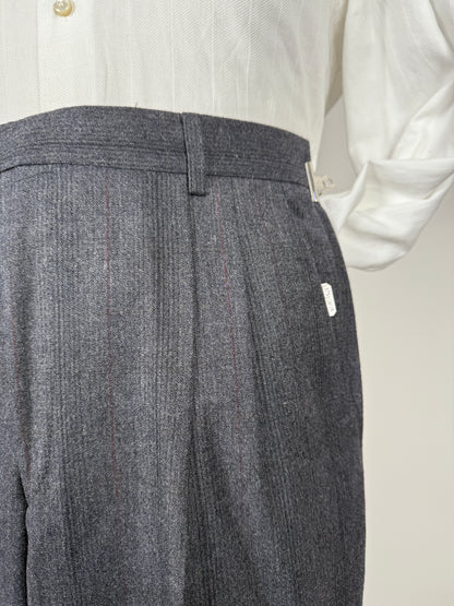 Pantaloni flanella grigia riga rossa anni ‘90 (NOS) - tg. 48/50