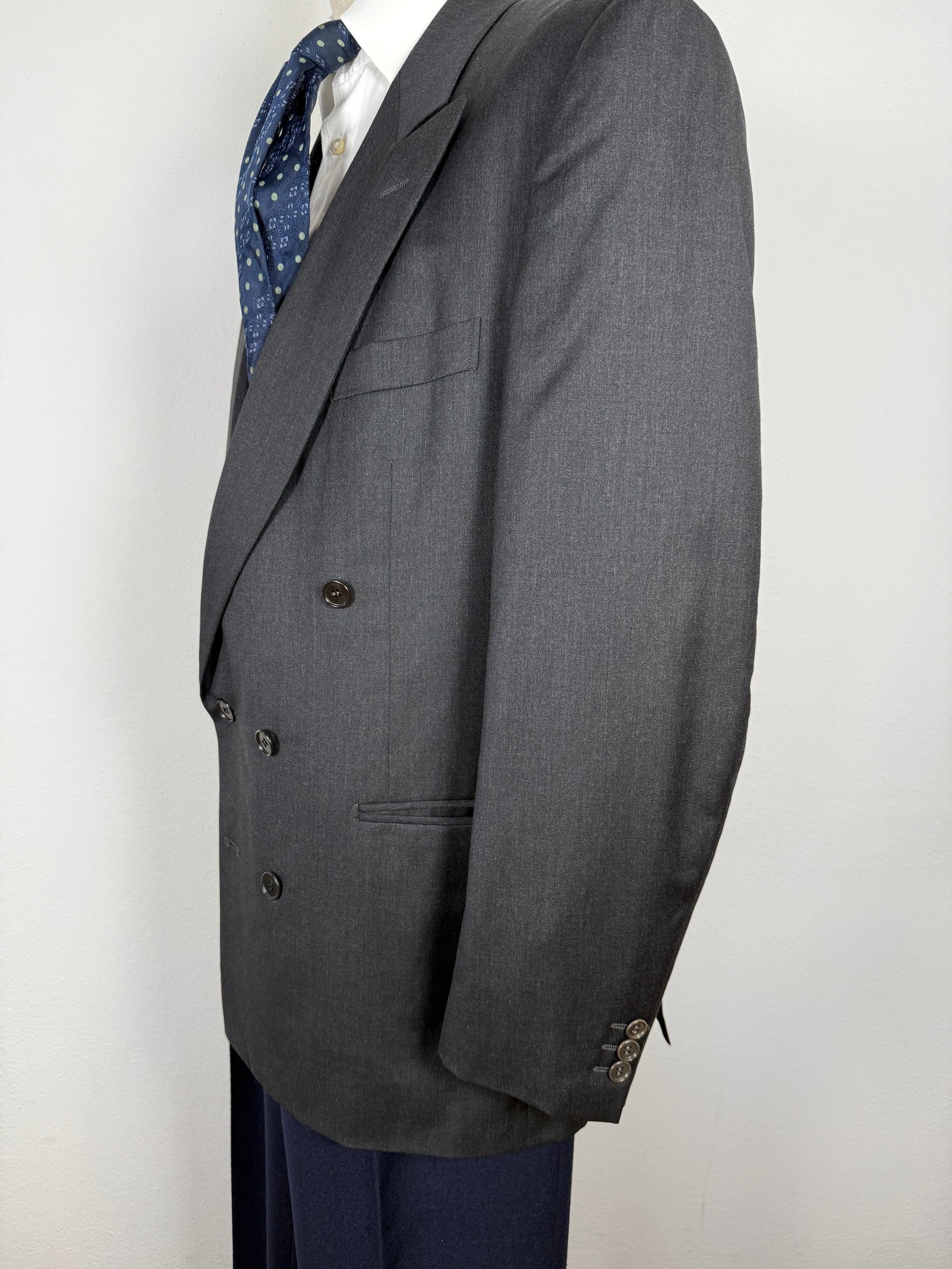 Giacca doppiopetto anni ‘80 flanella pettinata antracite - tg. 54