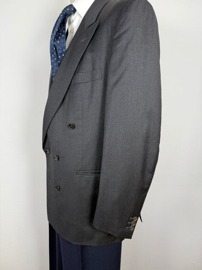 Giacca doppiopetto anni ‘80 flanella pettinata antracite - tg. 54