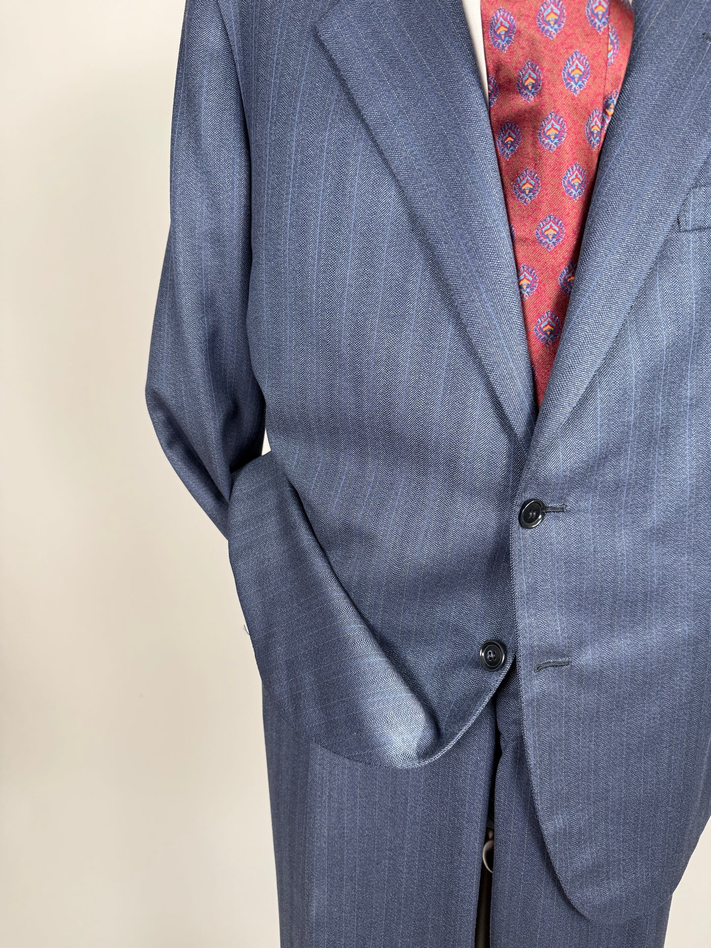 Completo sartoriale tessuto E. Zegna lana pettinata blu - tg. 54/56 drop basso