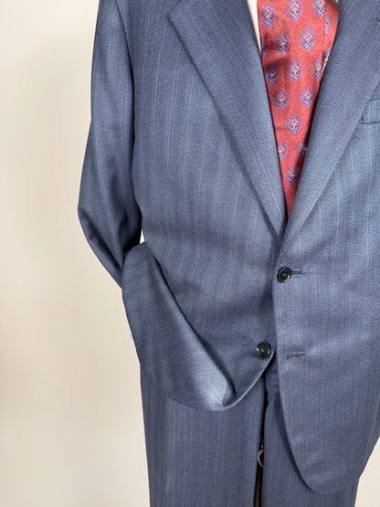 Completo sartoriale tessuto E. Zegna lana pettinata blu - tg. 54/56 drop basso