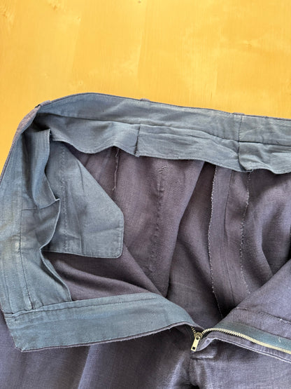 Completo sartoriale anni '70 in lino blu stile workwear - tg. 54