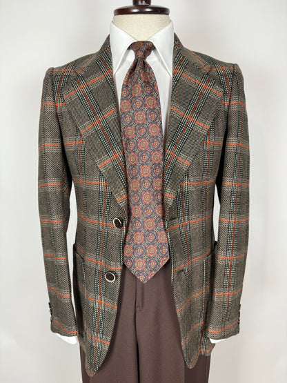Giacca anni ‘70 Marzotto tweed a quadri verde arancio - tg. 42/44