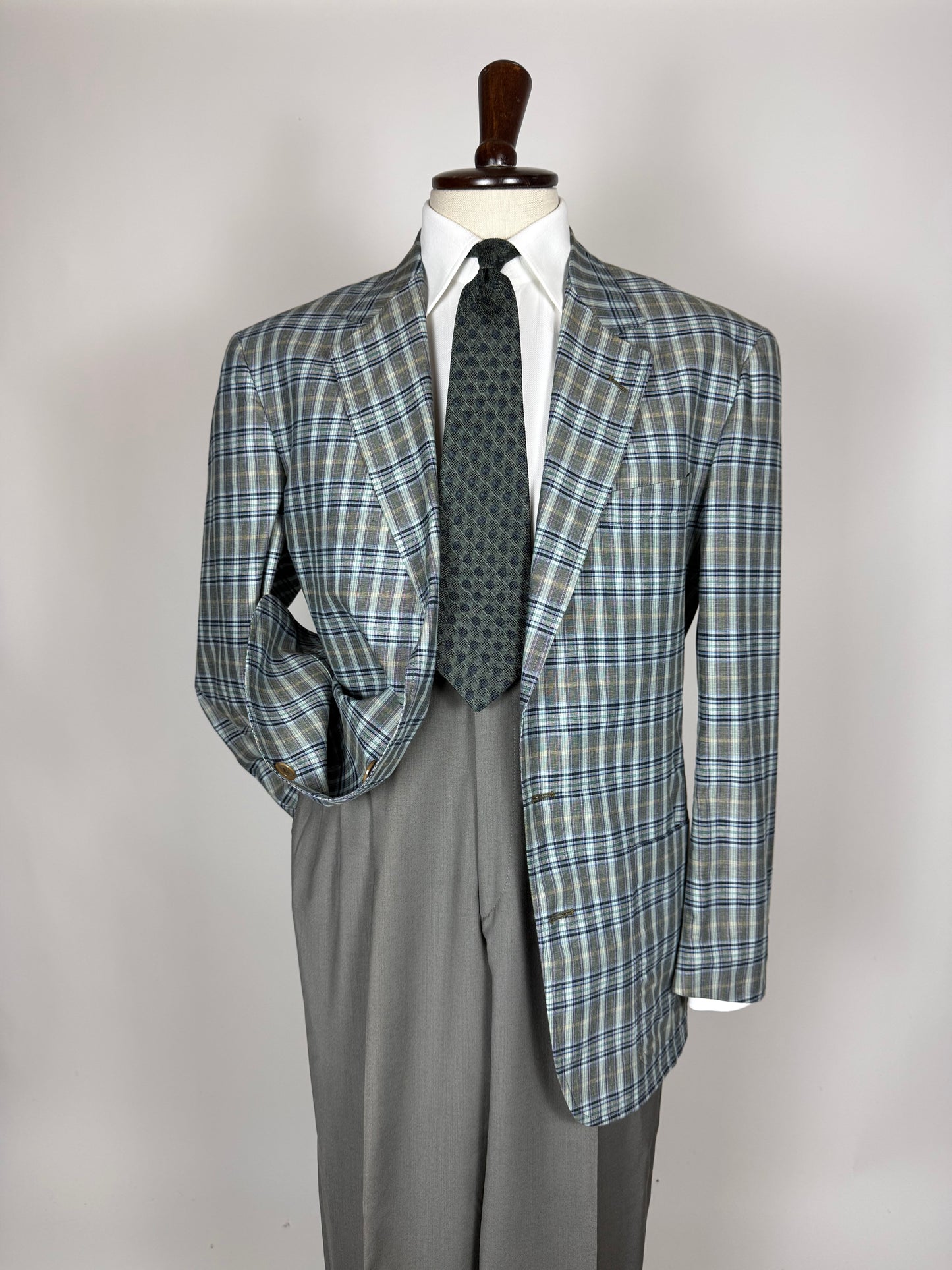 Giacca estiva Corneliani anni '80 in cotone a quadri - tg. 50