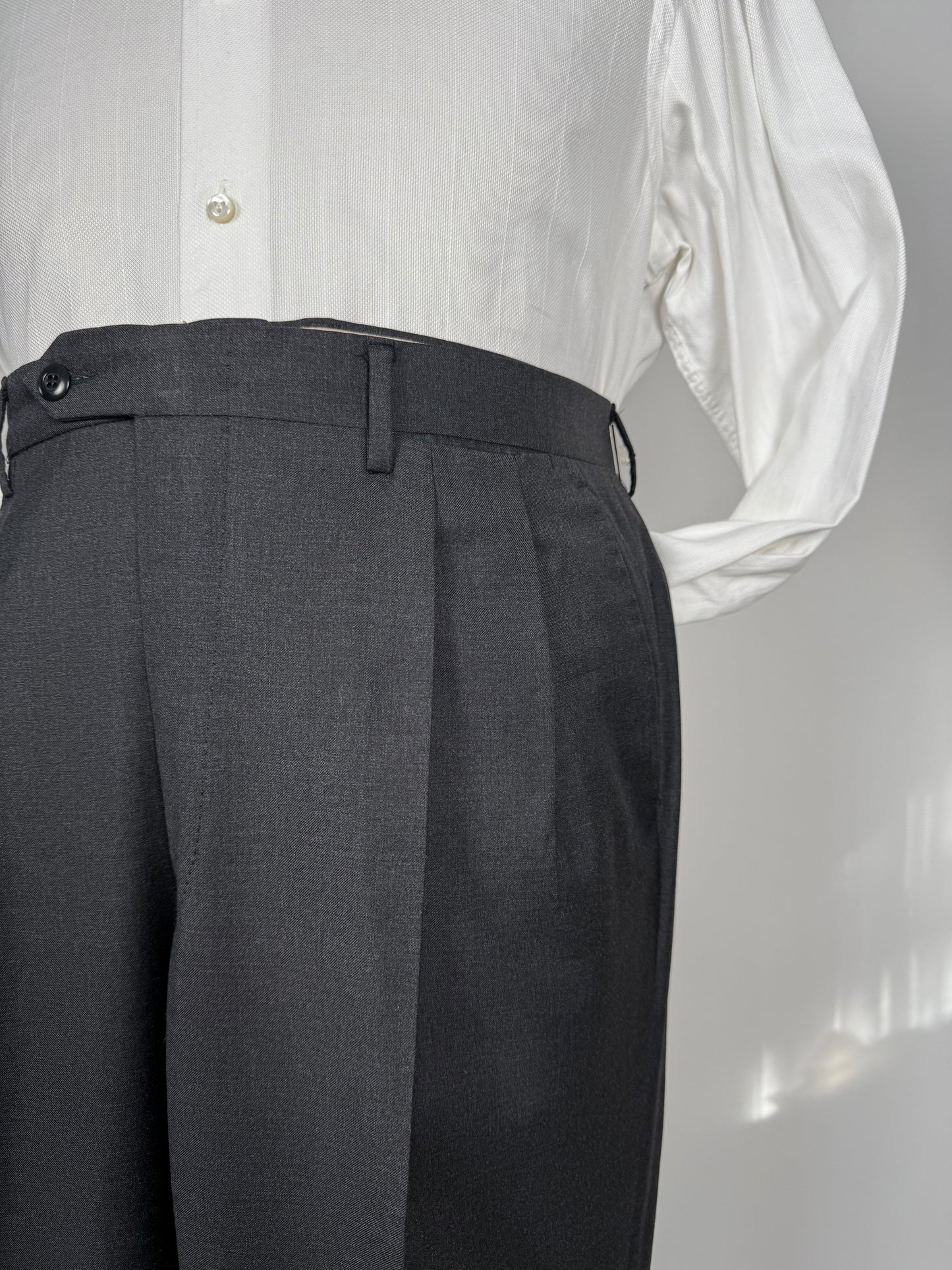 Pantaloni flanella pettinata grigio tess. Loro Piana Tasmania - tg. 54