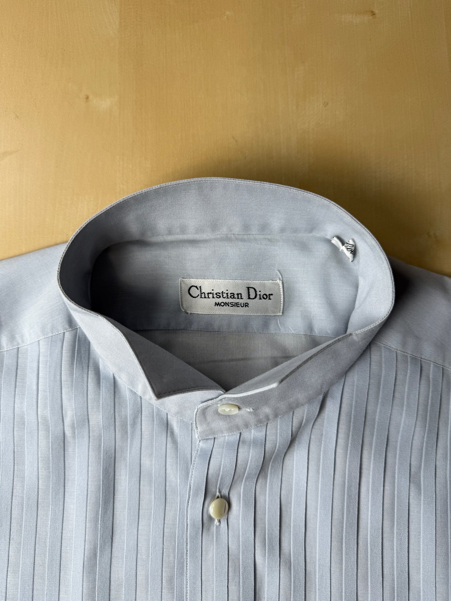 Camicia da smoking Dior Monsieur vintage azzurra - tg. S collo 40