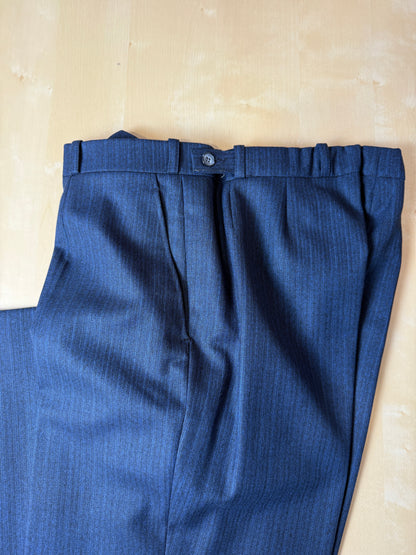Completo anni ‘70 lana pettinata blu gessato - tg. 50