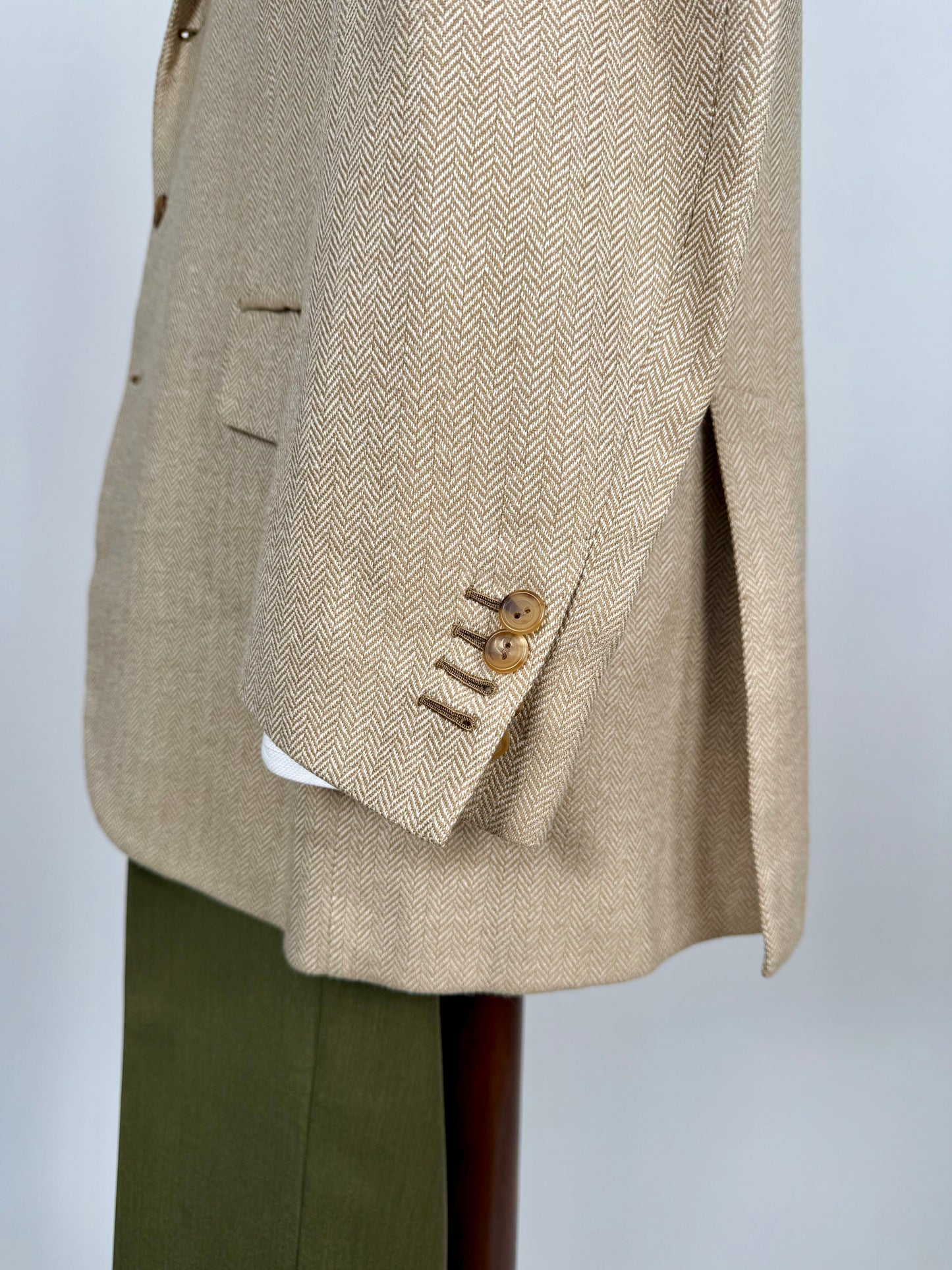 Giacca sartoriale herringbone lana e cashmere beige - tg. 54/56