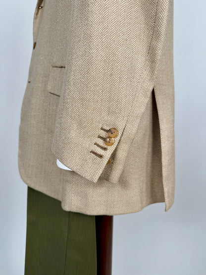 Giacca sartoriale herringbone lana e cashmere beige - tg. 54/56