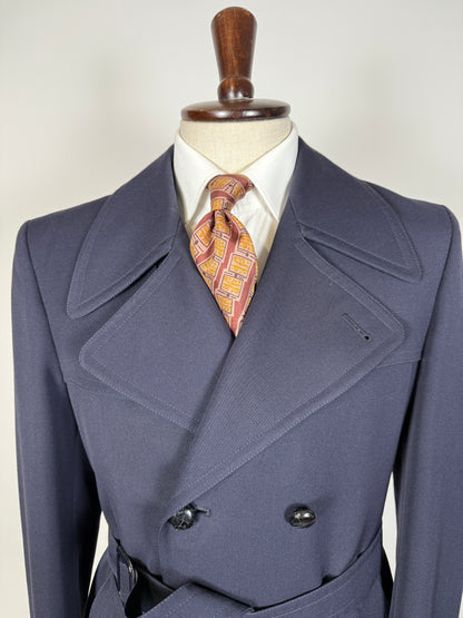 Cappotto/trench anni ‘70 in twill di lana - tg. 48-50