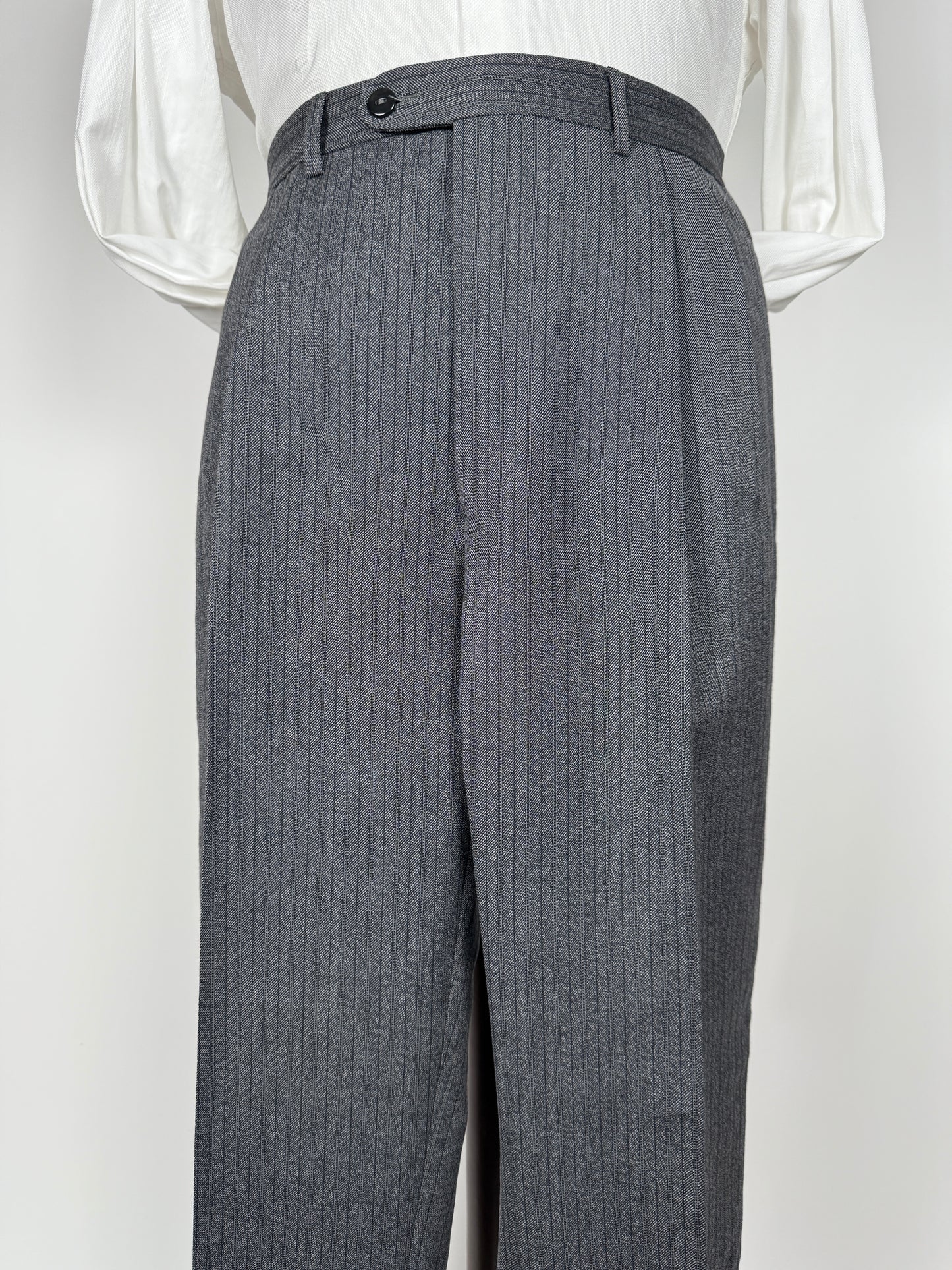 Pantaloni lana pettinata grigio gessato (NOS) - tg. 52