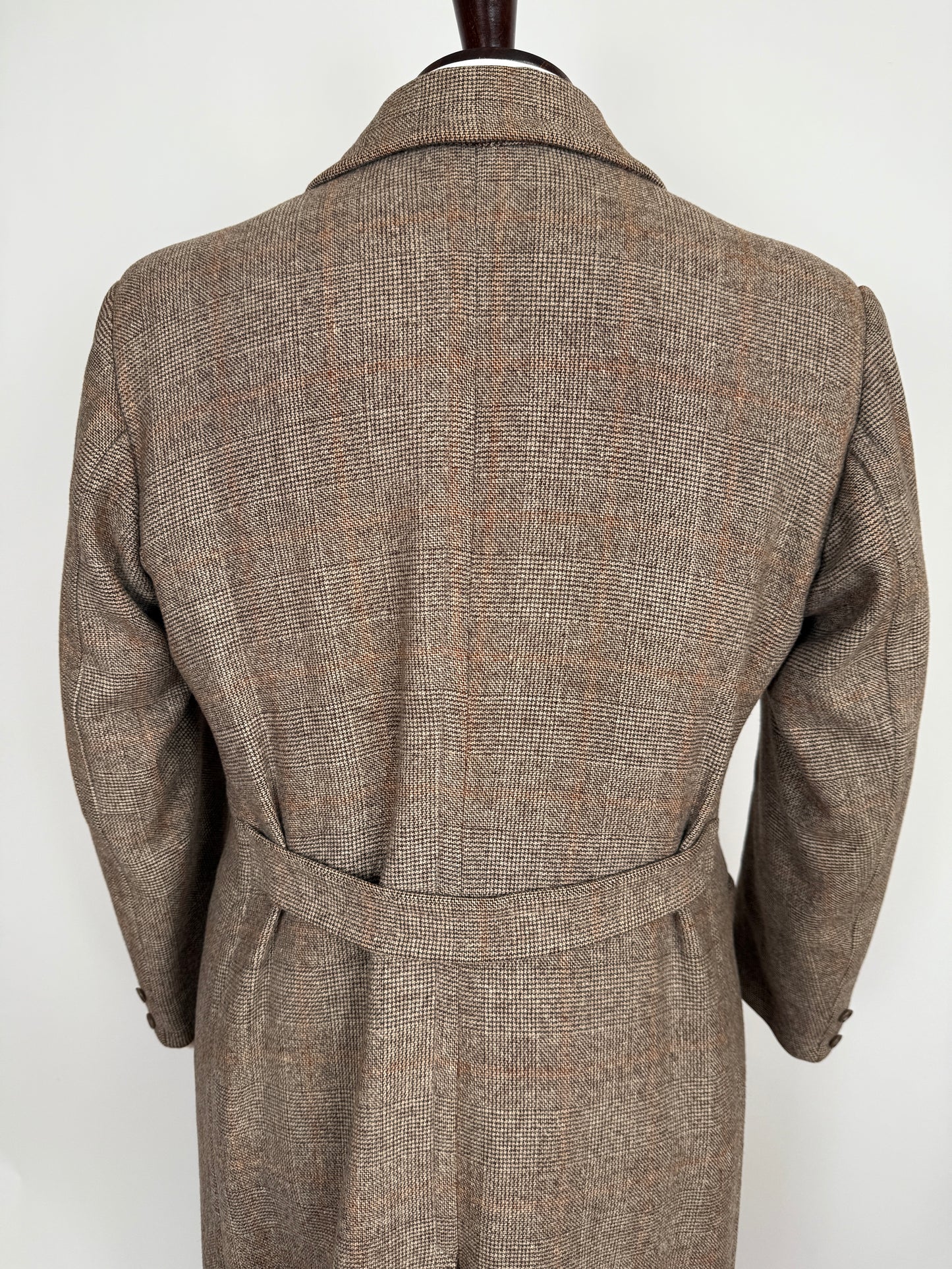 Cappotto doppiopetto sartoriale anni ‘50/‘60 glen check tabacco - tg. 44-46