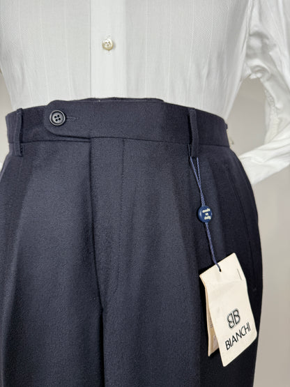Pantaloni anni ‘80 flanella blu notte (NOS) - tg. 48/50