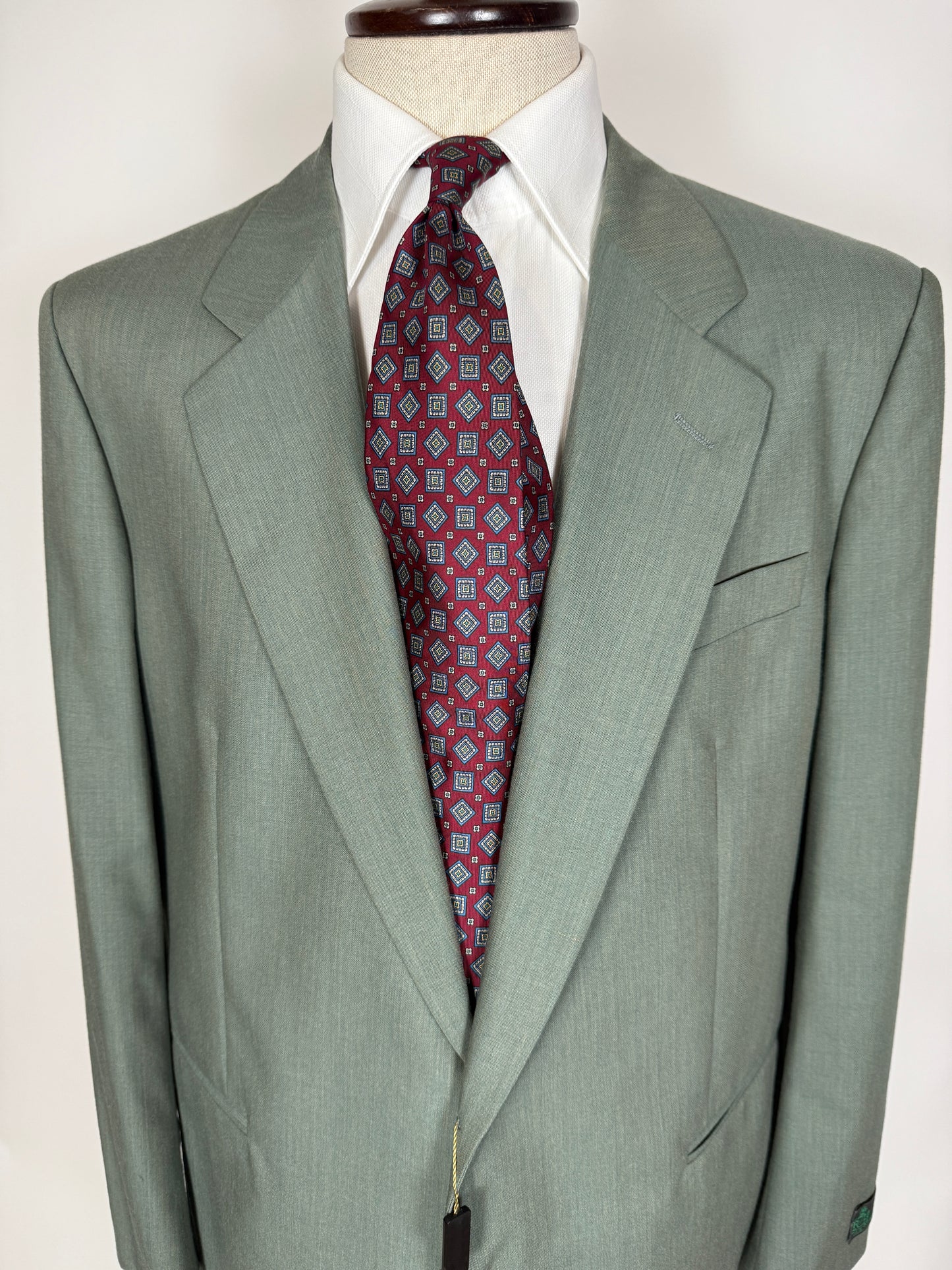 Completo anni '80 fresco lana verde menta (NOS) - tg. 54/56 drop basso