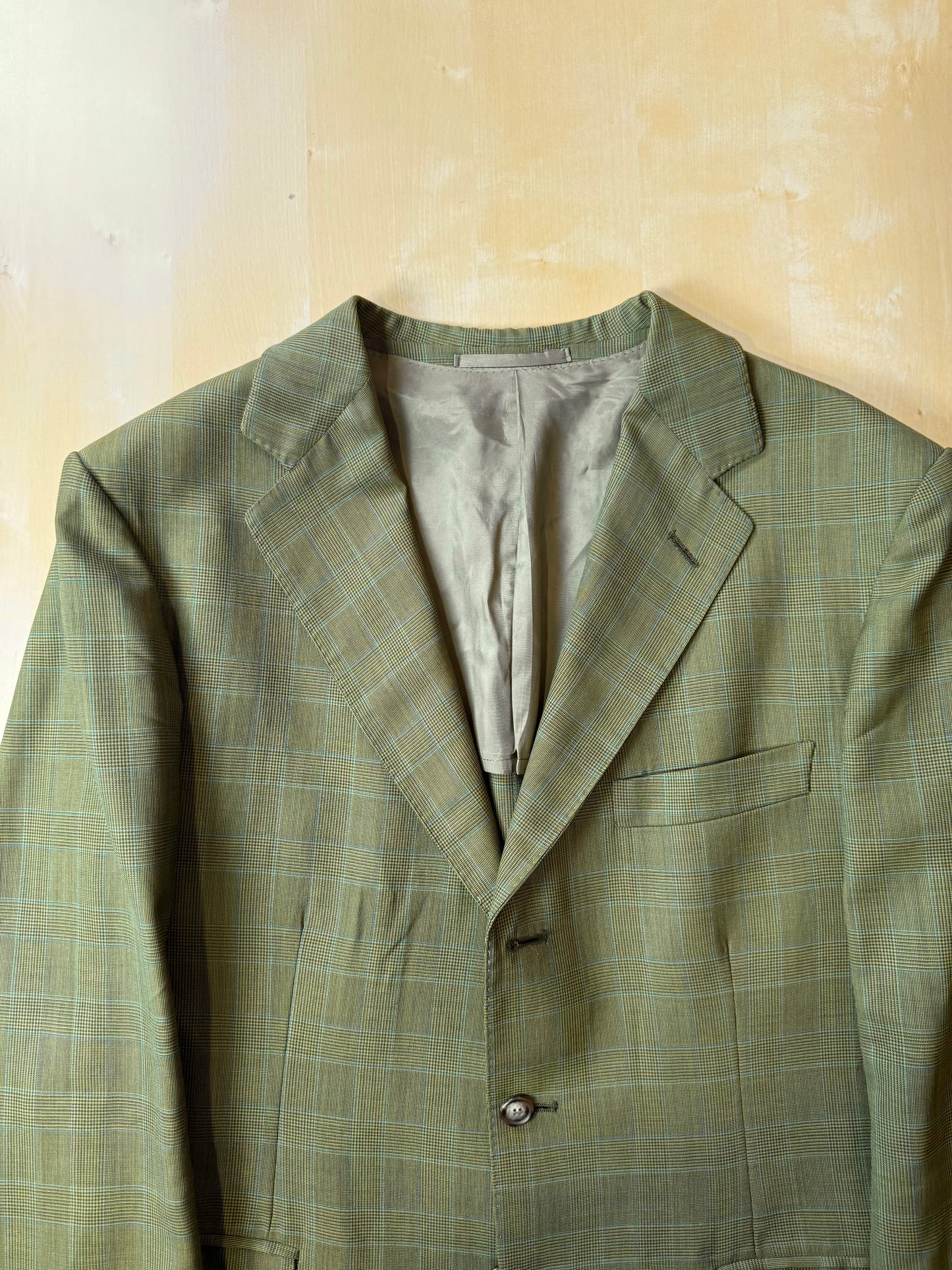 Giacca De Paz fresco lana verde glen check - tg. 52