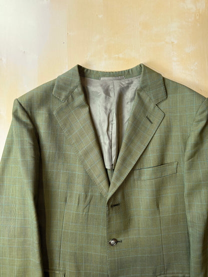 Giacca De Paz fresco lana verde glen check - tg. 52