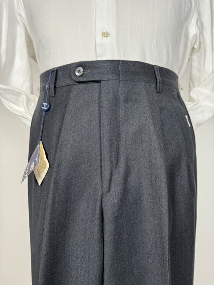 Pantaloni anni ‘70/‘80 flanella antracite trama righe (NOS) - tg. 44/46