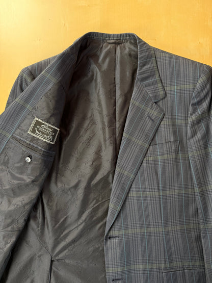 Giacca Brioni fresco lana tartan blu e verde - tg. 52