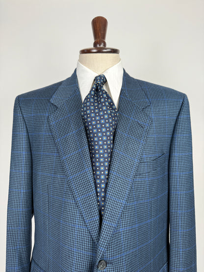 Giacca anni ‘80 pied-de-poule finestrato blu lana e cashmere - tg. 54/56