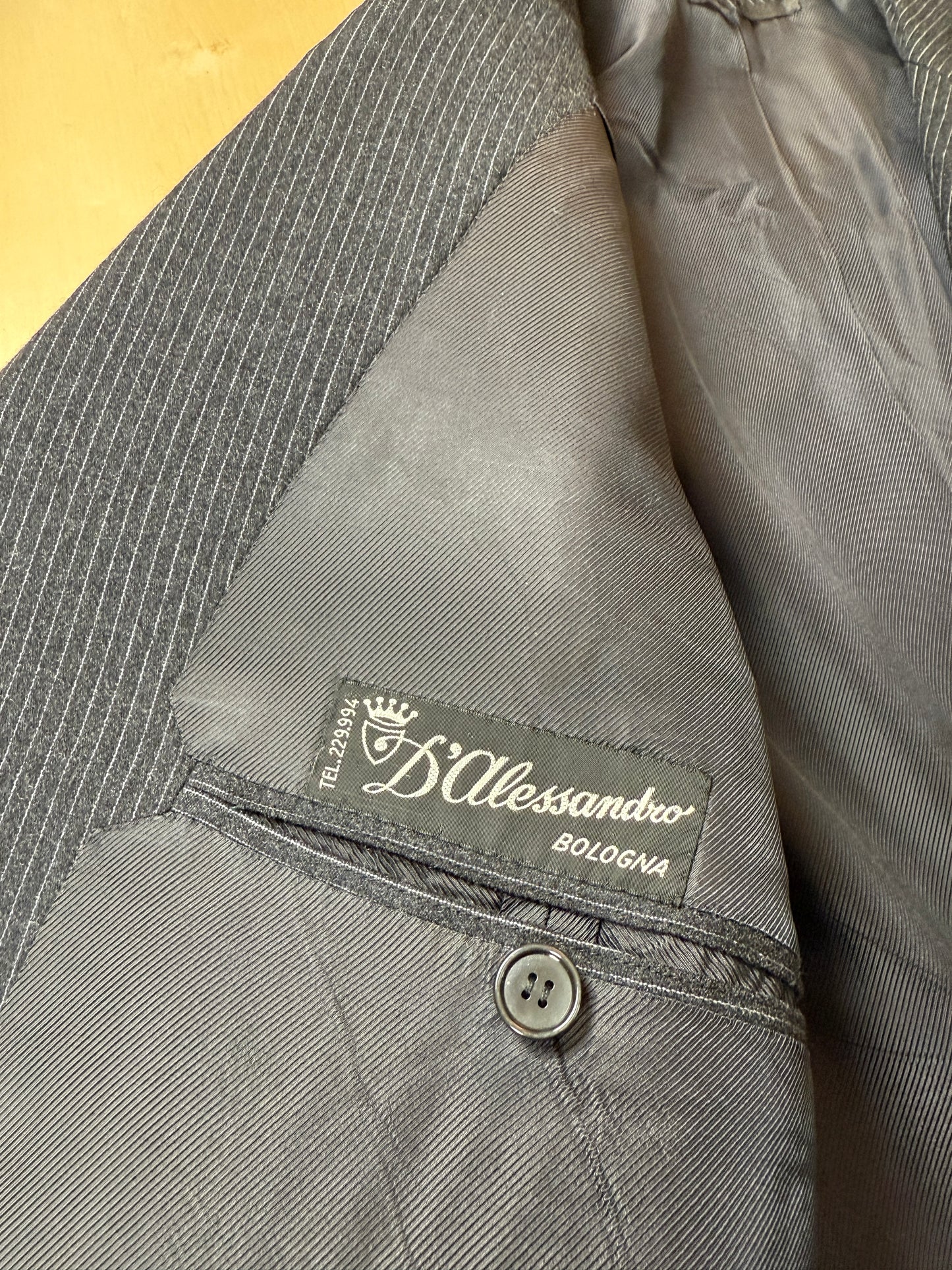 Completo 3 pezzi anni ‘60 sartoriale flanella antracite gessato - tg. 50