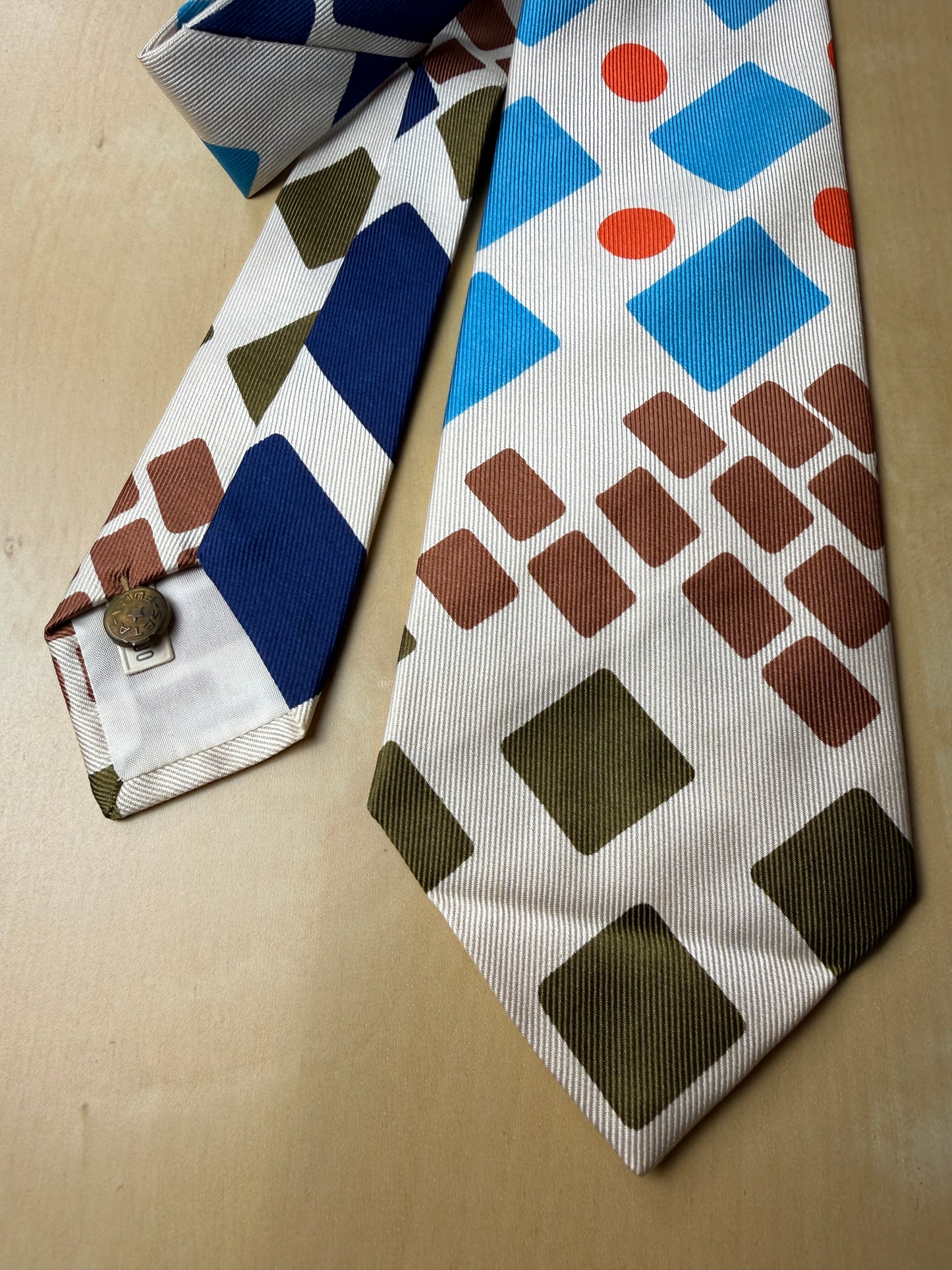 Cravatta anni ‘70 geometrica multicolore (nuova)