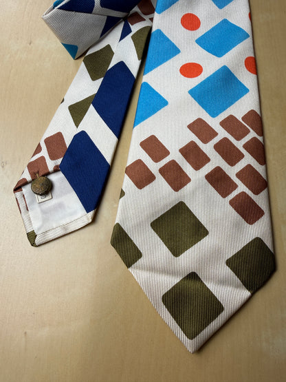 Cravatta anni ‘70 geometrica multicolore (nuova)