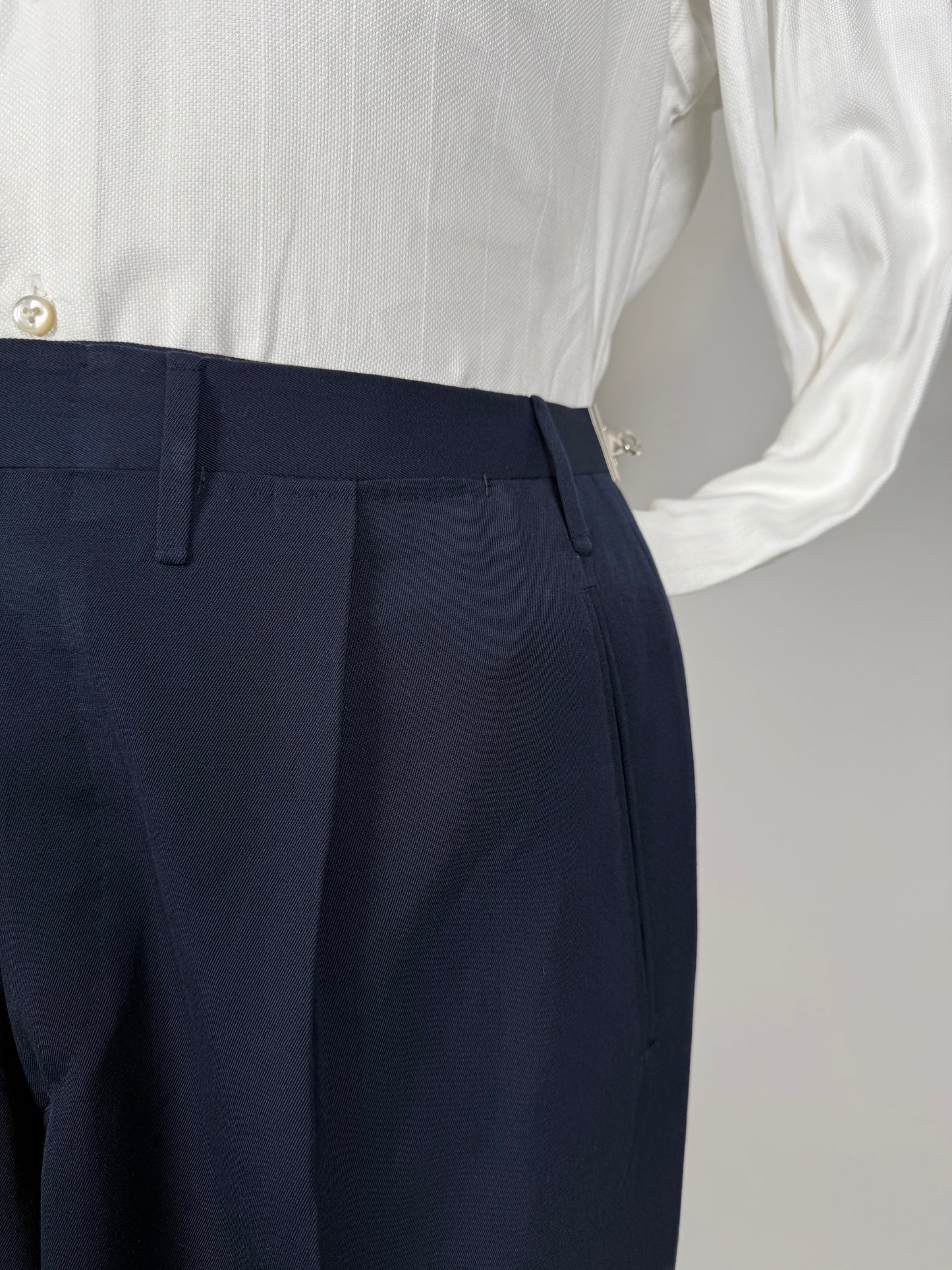 Pantaloni sartoriali anni ‘70 twill pettinato blu - tg. 50