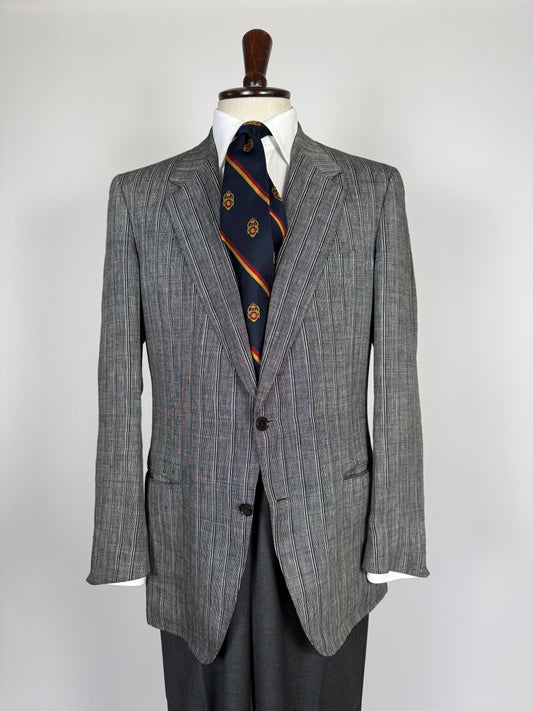 Giacca anni '70/'80 puro lino grigio a righe - tg. 50