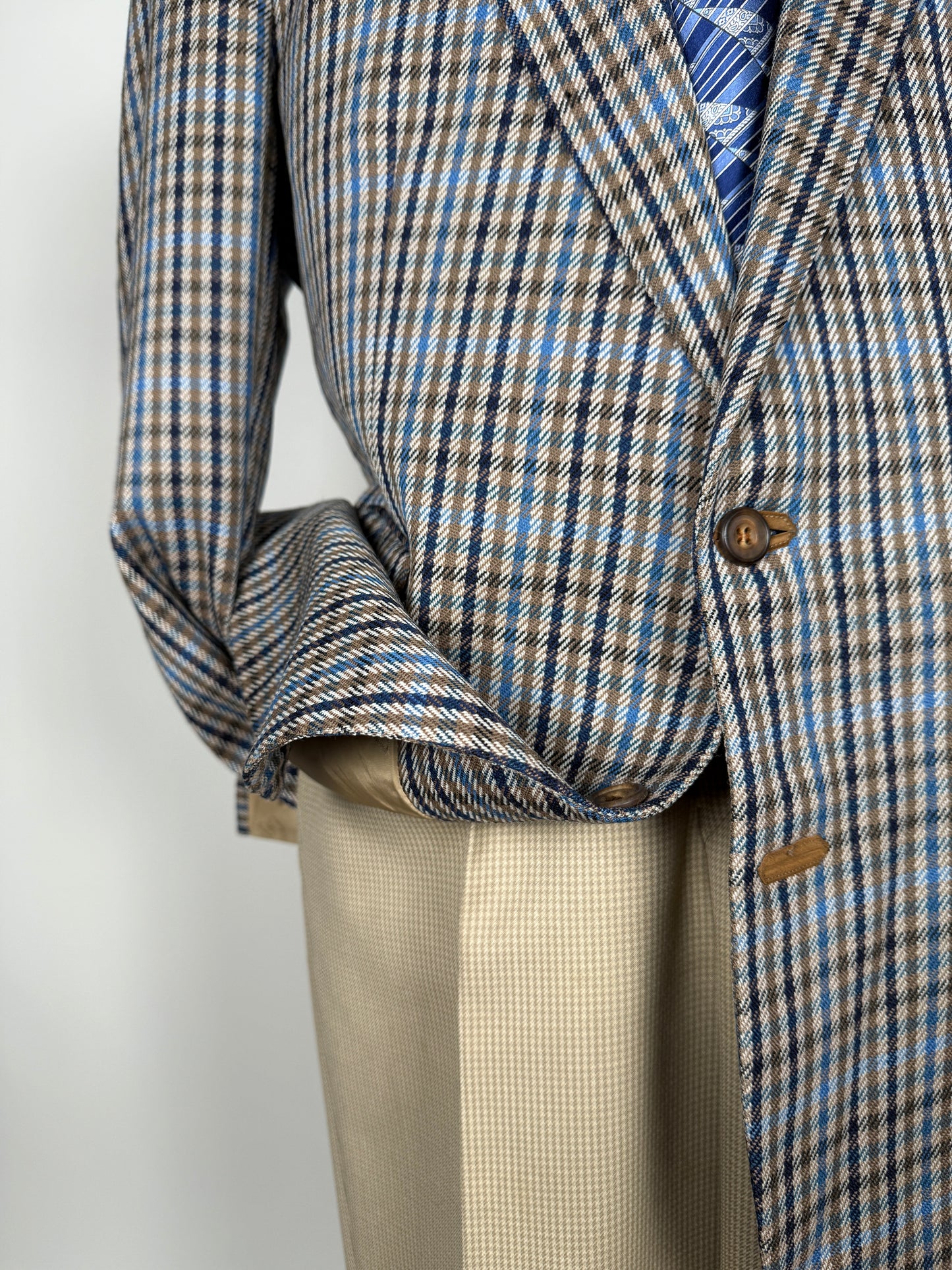 Giacca Daks check quadri blu made in UK - tg. 54/56