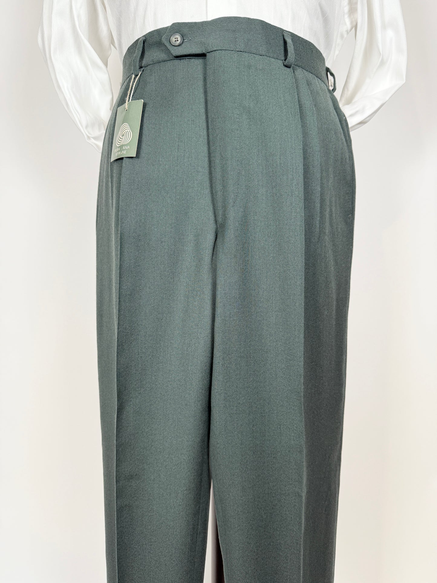 Pantalone anni ‘80 in flanella verde pino (NOS) - tg. 50