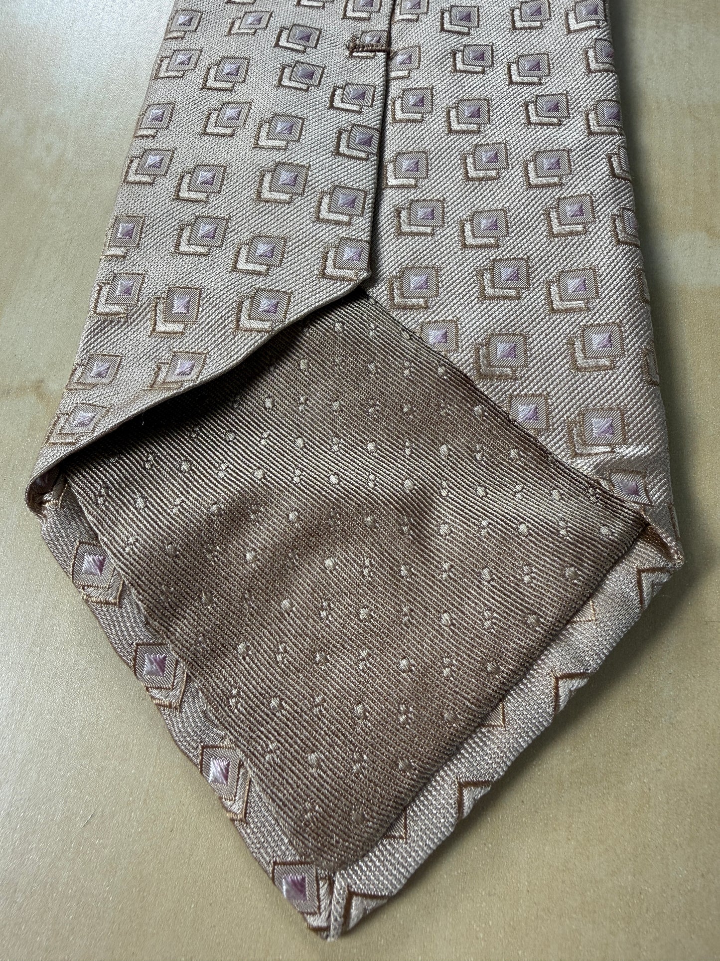 Cravatta Pierre Cardin jacquard beige/rosa cipria