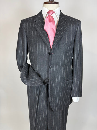 Completo gessato sartoriale in flanella lana e cashmere tessuto Loro Piana - tg. 50