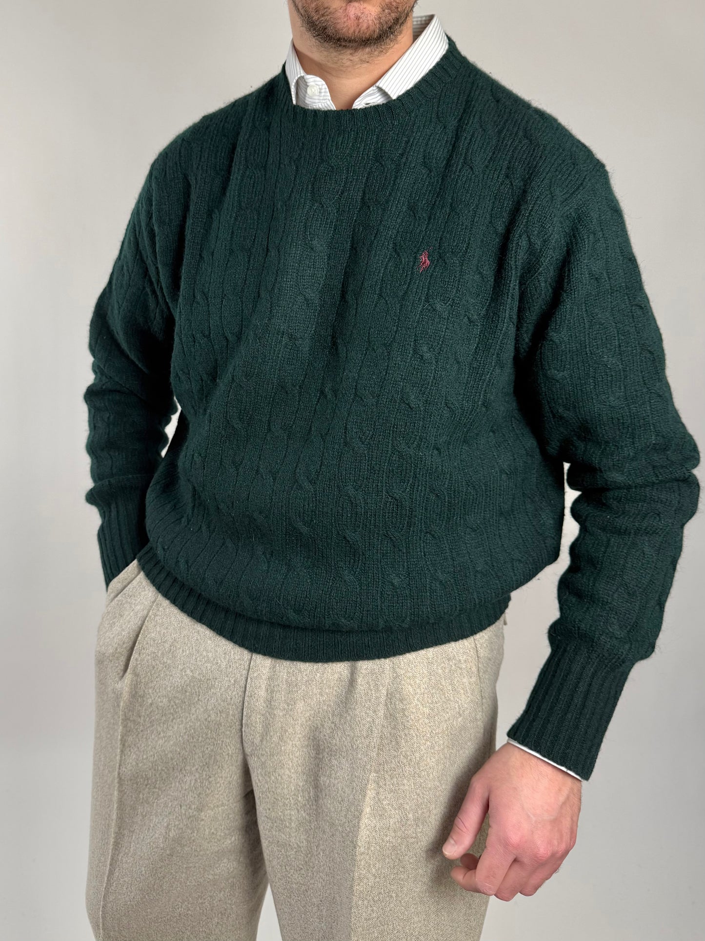 Maglione Polo Ralph Lauren in pura lana a trecce - L