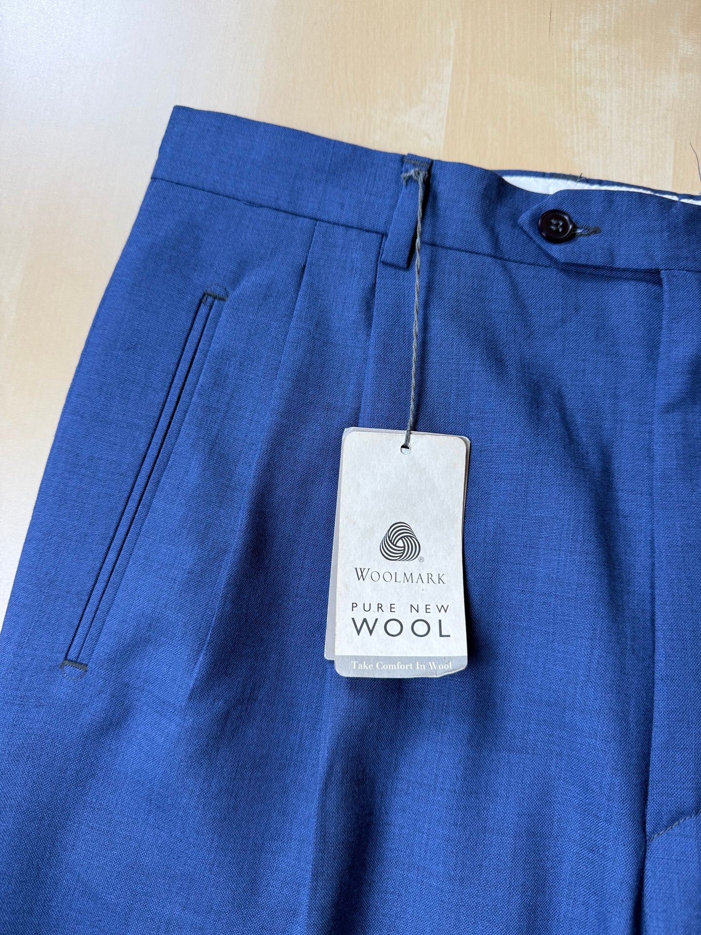 Pantaloni fresco lana blu cobalto anni '90 (NOS) - tg. 50