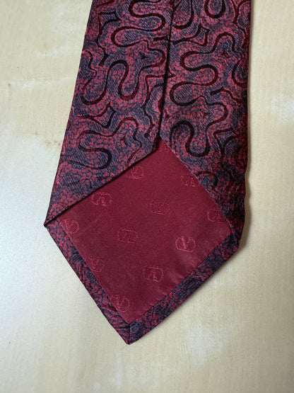 Cravatta Valentino nero e rosso jacquard