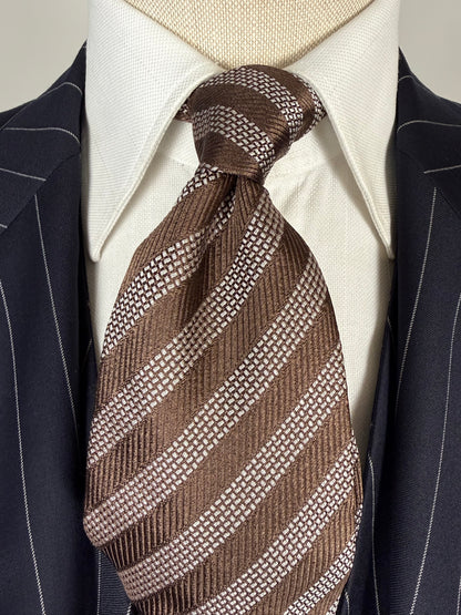 Cravatta Giorgio Armani regimental marrone e argento