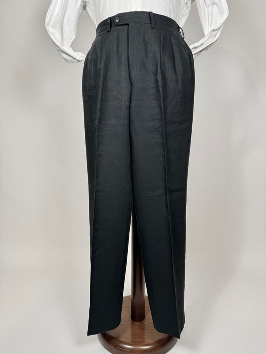 Pantaloni Ermenegildo Zegna anni '80 puro lino nero - tg. 48