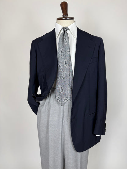 Giacca sartoriale anni '70 fresco lana blu - tg. 52 lunga