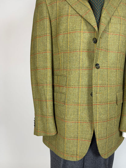 Giacca De Paz tweed verde cachi finestrato - tg. 52